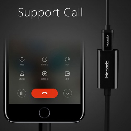 Mcdodo Dual lightning Adapter For Earphone & Charging - Black