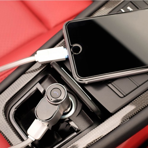 OVEVO Super Mini Headset with Portable 2 USB Car Charger