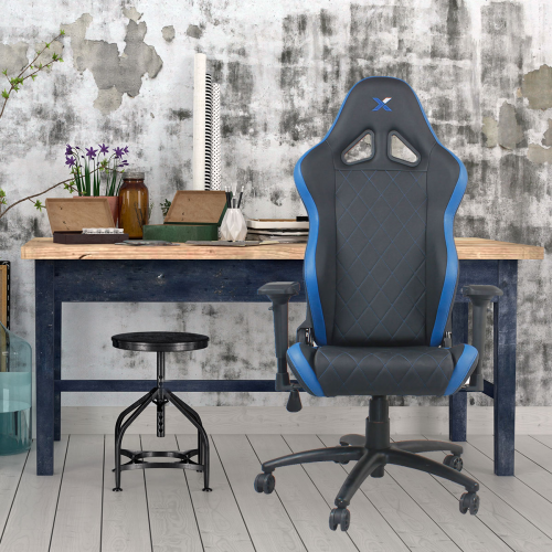 RapidX Ferrino Series Gaming Chair - Blue on Black