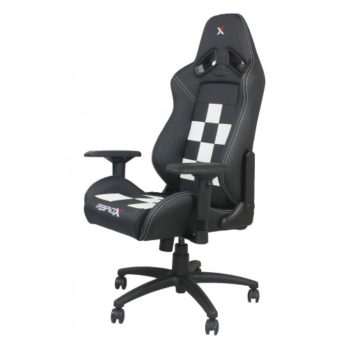 RapidX Finish Line Series Gaming Chair - White on Black