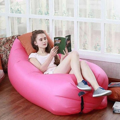 Fast Inflatable Lazy Sofa Bag , Sleeping Bag , Camping Bed , Beach Lounger, Portable Dream Chair - Orange