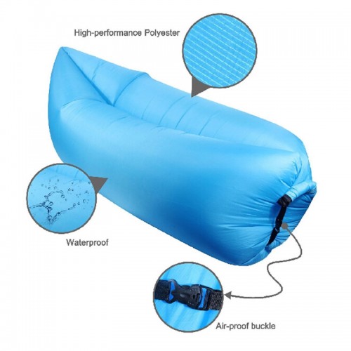 Fast Inflatable Lazy Sofa Bag , Sleeping Bag , Camping Bed , Beach Lounger, Portable Dream Chair - Blue