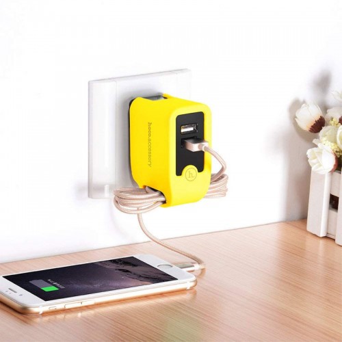 HOCO UH203 3.4A Dual USB 3 Pin Intelligent Balance Quick Travel Charger - Yellow