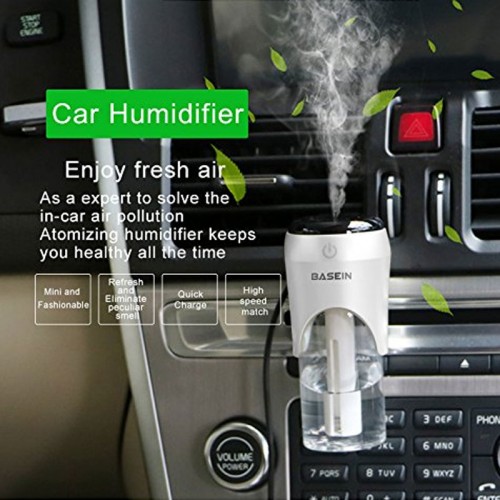 Car Humidifier with Dual USB Charger Portable Mini USB Humidifier for Car, Office, Home