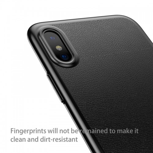 Baseus Kickstand Leather Case For iPhone X - Black