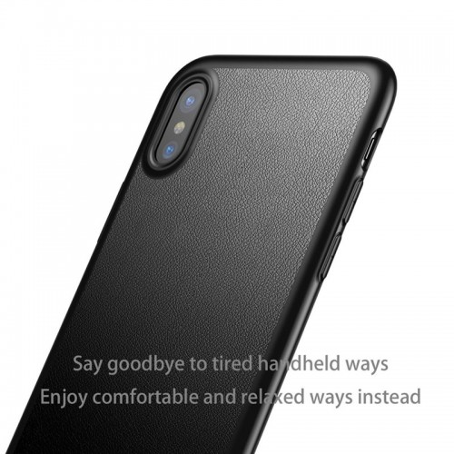 Baseus Kickstand Leather Case For iPhone X - Black