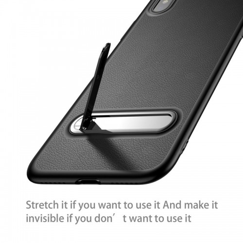 Baseus Kickstand Leather Case For iPhone X - Black