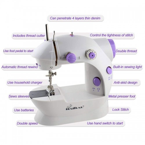 Mini 2-Speed Double Thread, Double Speed, Portable Sewing Machine