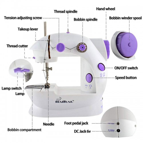 Mini 2-Speed Double Thread, Double Speed, Portable Sewing Machine