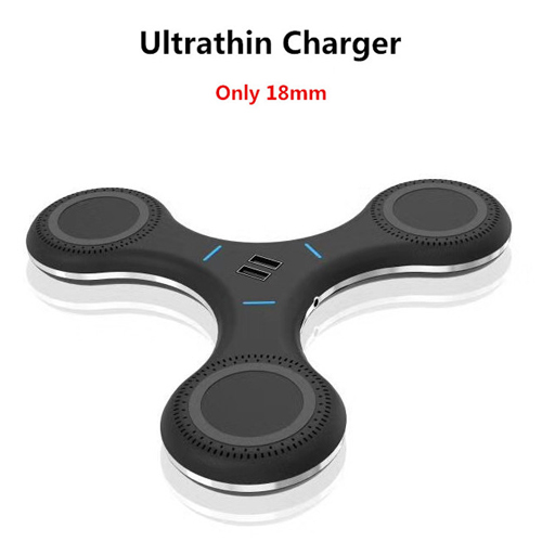 Qi Spinner Design Fast Wireless Charger for iPhone X, S9+, S9, Note 8 (3 Wireless & 2 USB Charging)