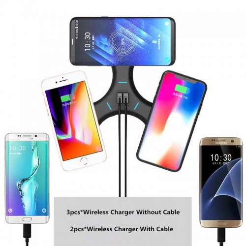 Qi Spinner Design Fast Wireless Charger for iPhone X, S9+, S9, Note 8 (3 Wireless & 2 USB Charging)