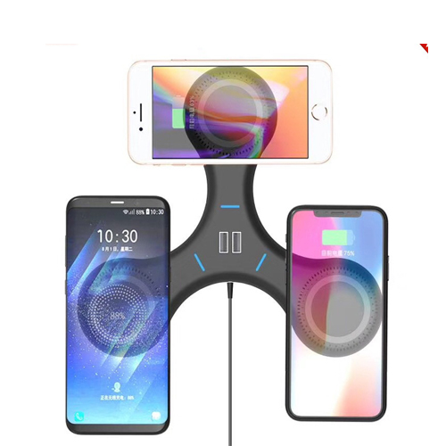 Qi Spinner Design Fast Wireless Charger for iPhone X, S9+, S9, Note 8 (3 Wireless & 2 USB Charging)