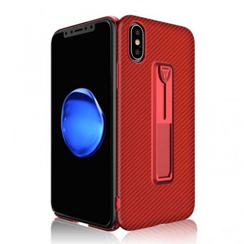 Carbon Fiber Ring Bracket Case For iPhone X /red